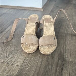 Tory Burch Tan Espadrille Shoes with Adjustable Ankle Straps